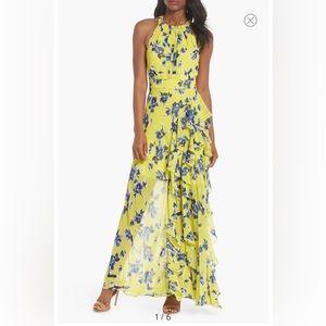 Eliza J Halter Ruffle Maxi Dress